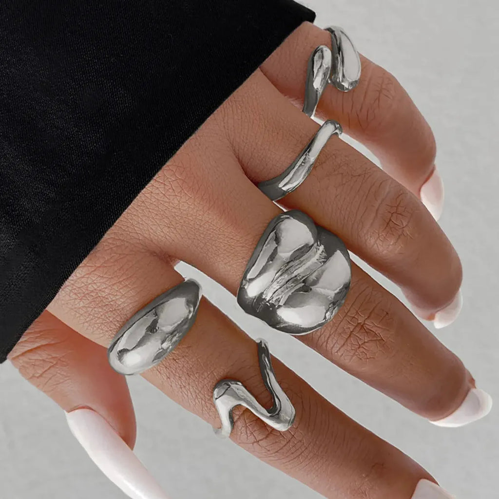 5Pcs Adjustable Geometric Opening Bow Knot Rings for Men Women Jewelry