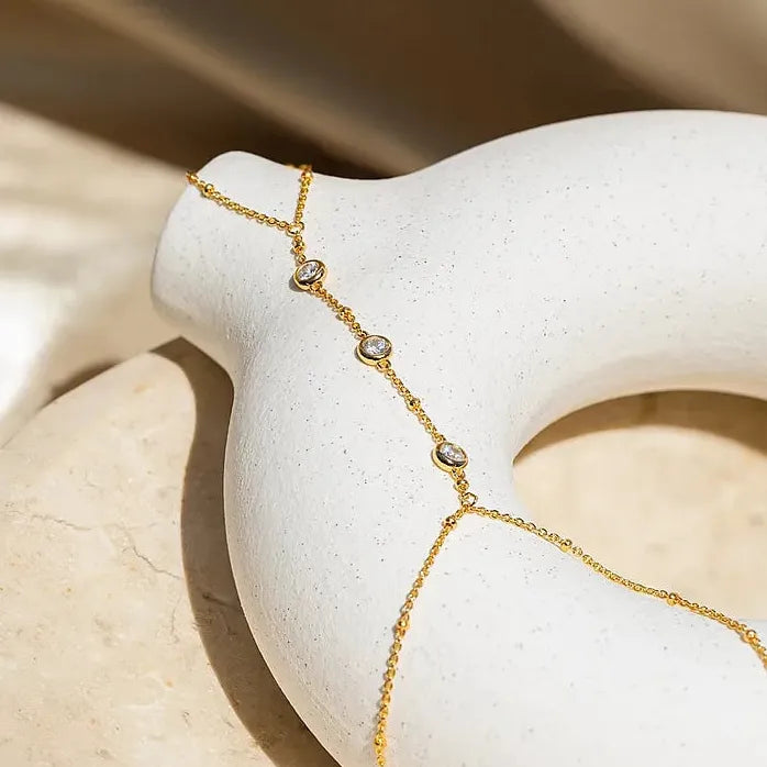 Dainty Adjustable Zircon Chain Bracelet for Women Gold Silver Jewelry Gift