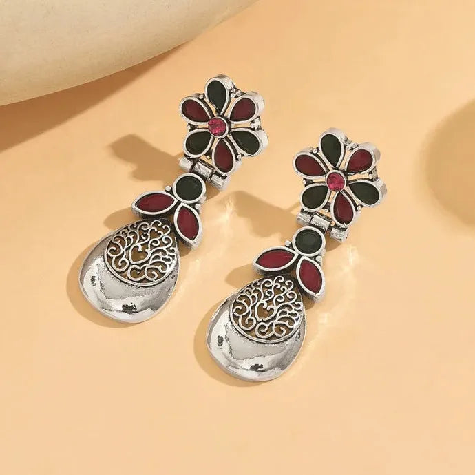 Bohemian Green Stone Drop Earrings Zinc Alloy Romantic Wedding Gift