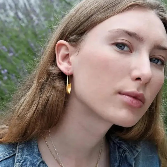 Minimalist Long Hook Spiral Hoop Earrings for Women Zinc Alloy Jewelry