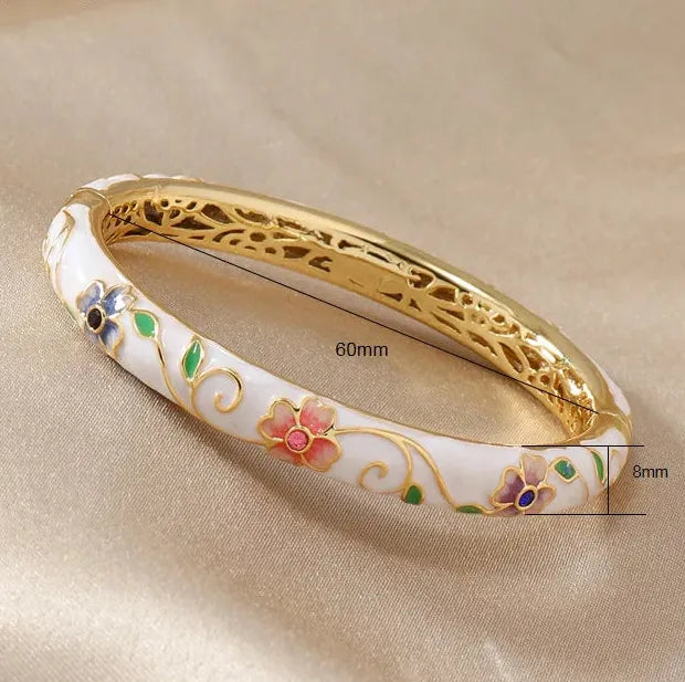 18k Gold Plated Stainless Steel Butterfly Enamel Bangle Featuring Zircon 2025