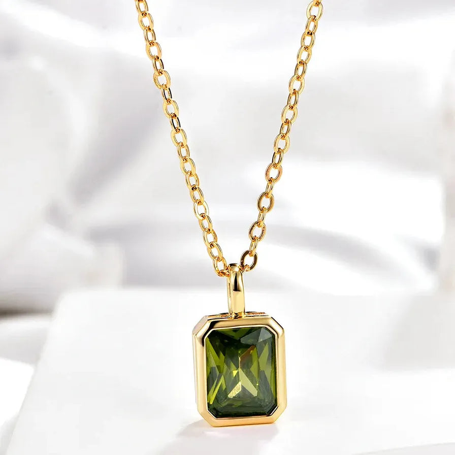Multicolor Crystal Square Zircon Gold Choker Necklace for Women Party Jewelry