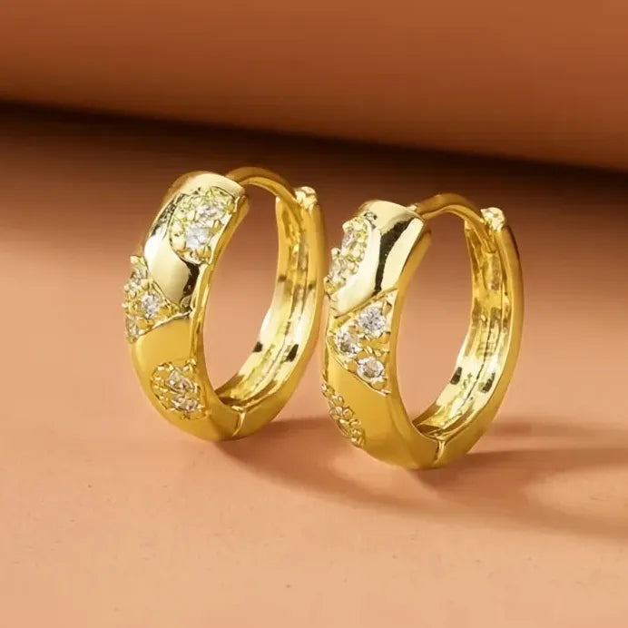 Elegant Gold Geometric Cubic Zirconia Hoop Earrings for Women