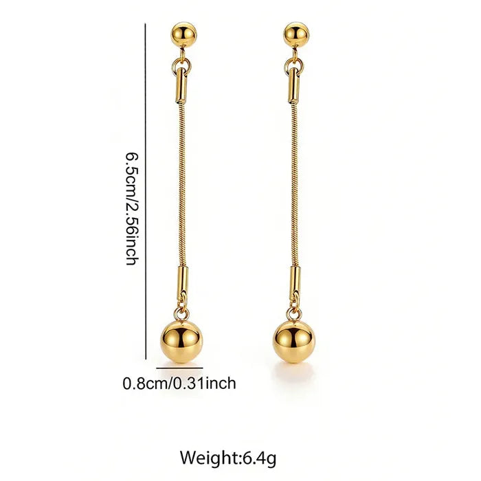 Minimalist Stainless Steel Ball Drop Earrings for Women Vintage Gift