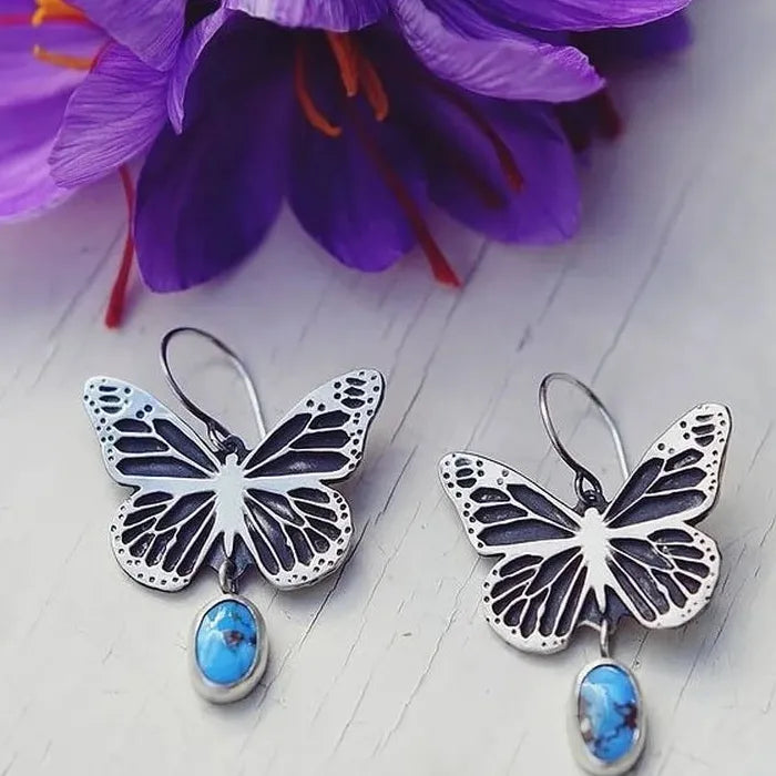 Vintage Butterfly Drop Earrings Zinc Alloy Minimalist Fashion Jewelry Women