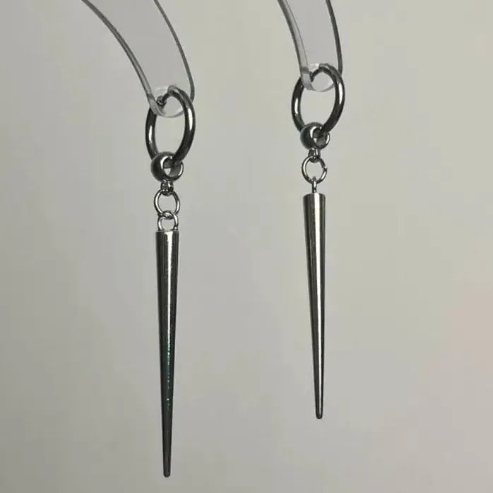 Gothic Cone Drop Earrings for Women Silver Party Jewelry Hip Hop Rock