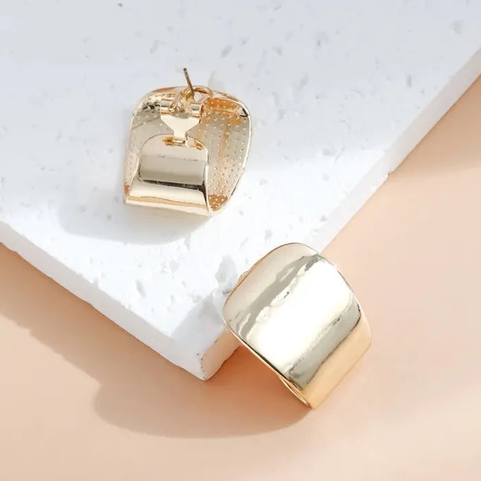 Square Geometric Stud Earrings and Ring Set for Women Jewelry Gift