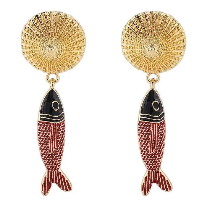 Bohemian Fish Pendant Copper Alloy Earrings Minimalist Summer Jewelry