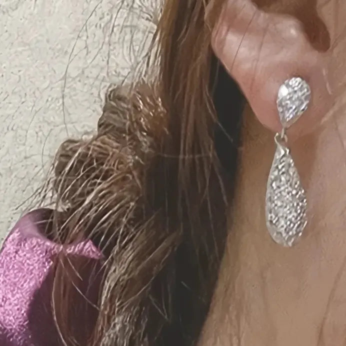 Waterdrop Silver Geometric Dangle Earrings Dainty Wedding Jewelry Women