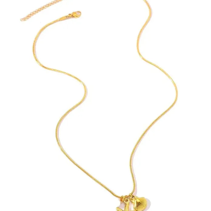 Stainless Steel Starfish Pendant Necklace for Women Gold Chain Choker Jewelry Set