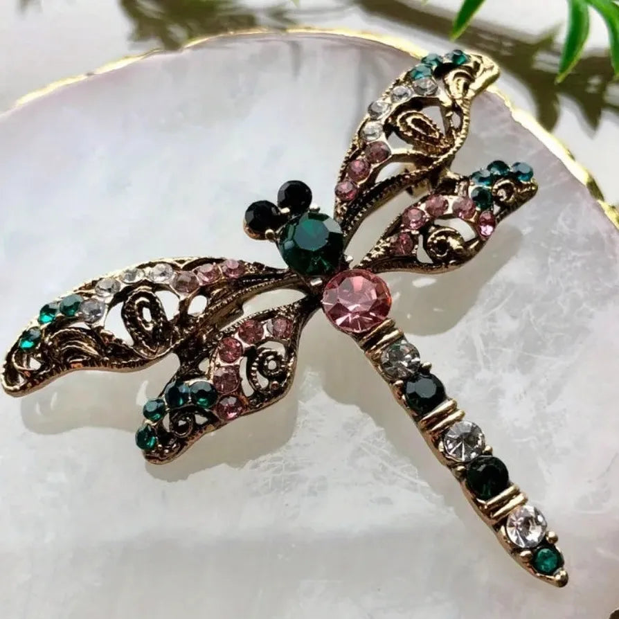 Vintage Chinese Dragonfly Dragon Brooch Pin Classic Jewelry Gift