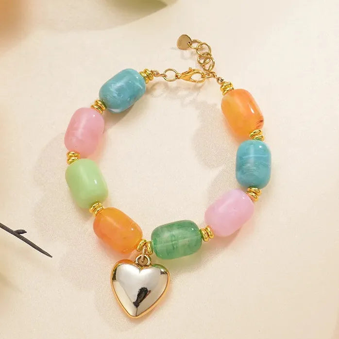 Handmade Beaded Bracelet for Women Boho Chunky Summer Jewelry Charm