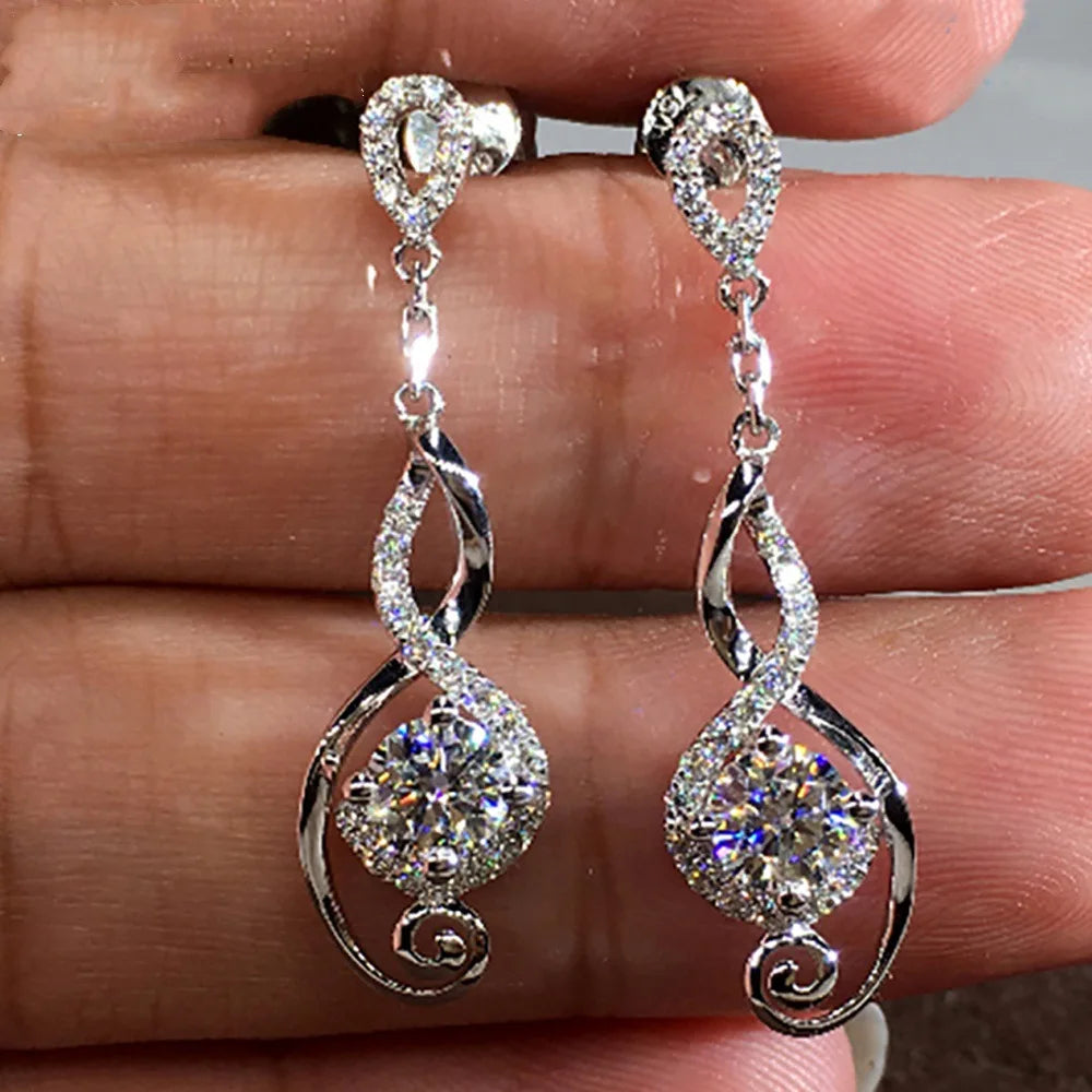 1 Pair Elegant Drop Earrings Zinc Alloy Synthetic Crystal for Women Gift Party