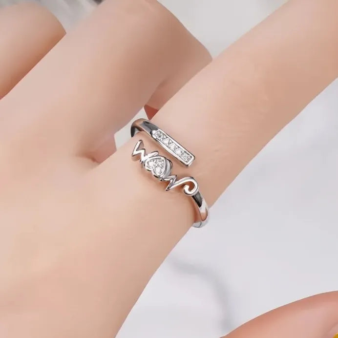 Elegant Romantic MOM Women’s Brass Ring with Sparkling CZ Inlay Gift