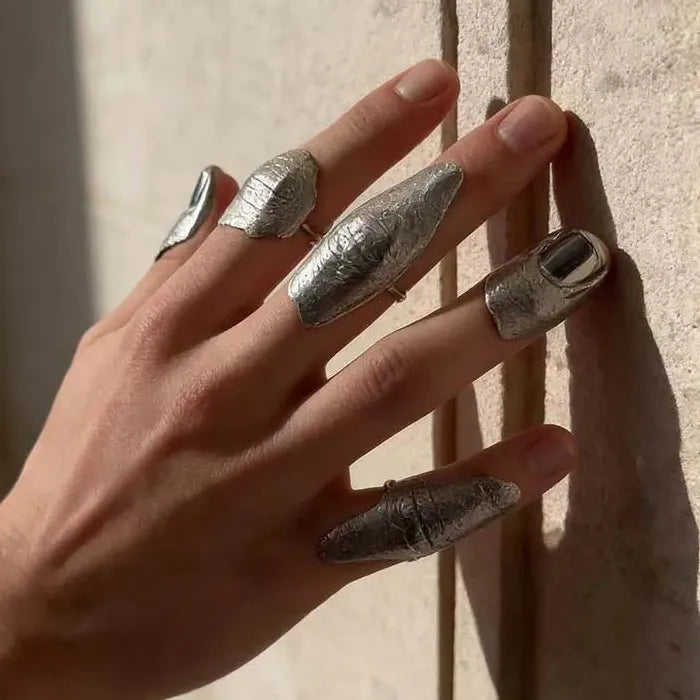 2026 Artistic Irregular Copper Knuckle Ring Set Full Finger Unisex Hip Hop Jewelry