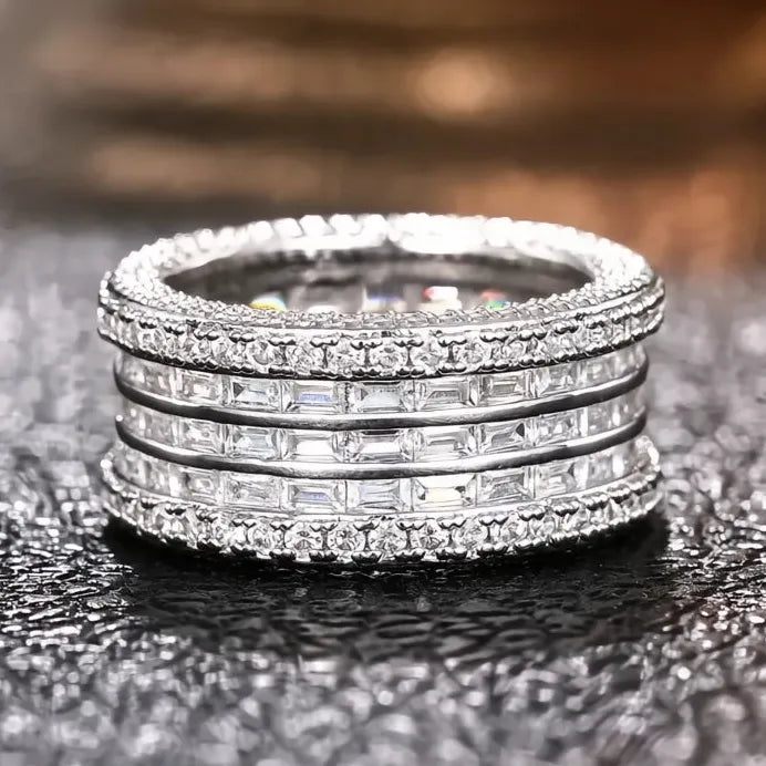 Opulent Wide Women’s Rings Luxury Cubic Zirconia Engagement Jewelry Shiny