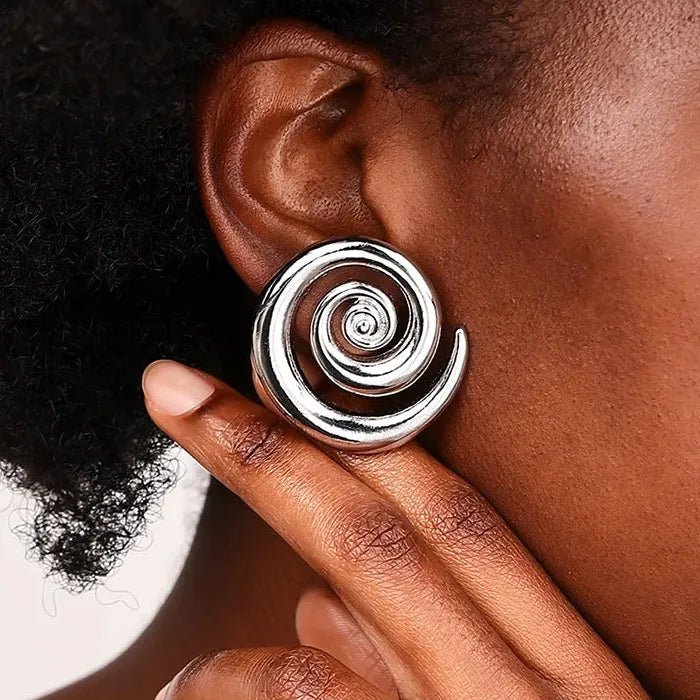 Vintage Metal Irregular Spiral Vortex Stud Earrings Women Trendy Jewelry 2026