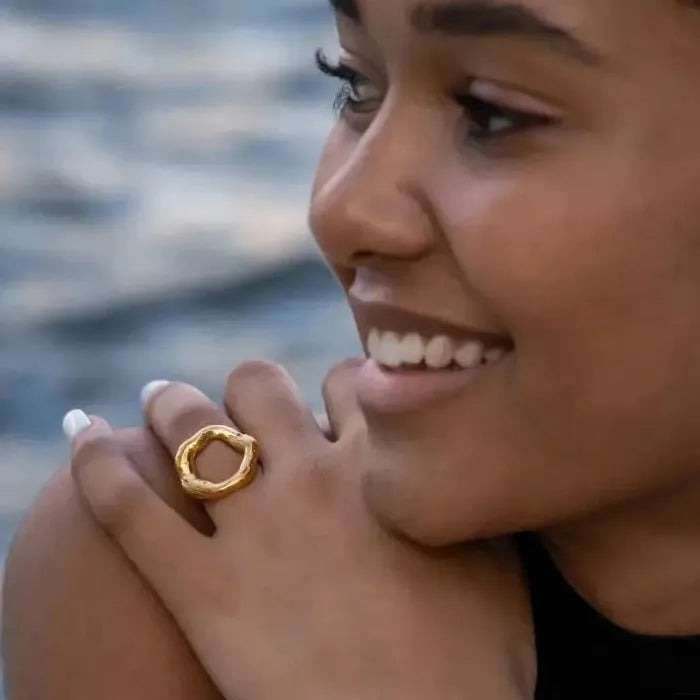 Vintage Gold Geometric Circle Ring for Women Fashion Jewelry Gift