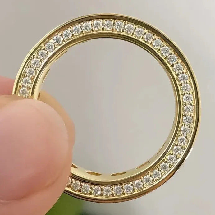 Eternity Princess CZ Brass Geometric Promise Ring Women Engagement Band