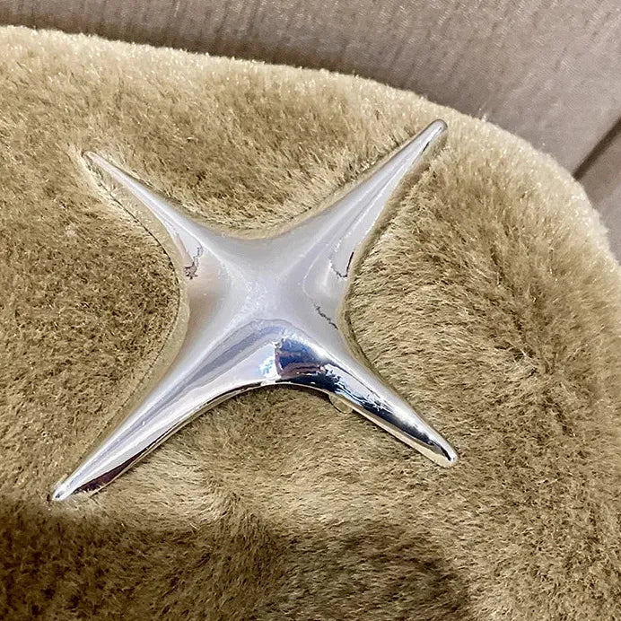 Geometric Star Metal Brooch Tassel Pin Punk Fashion Jewelry Gift Women