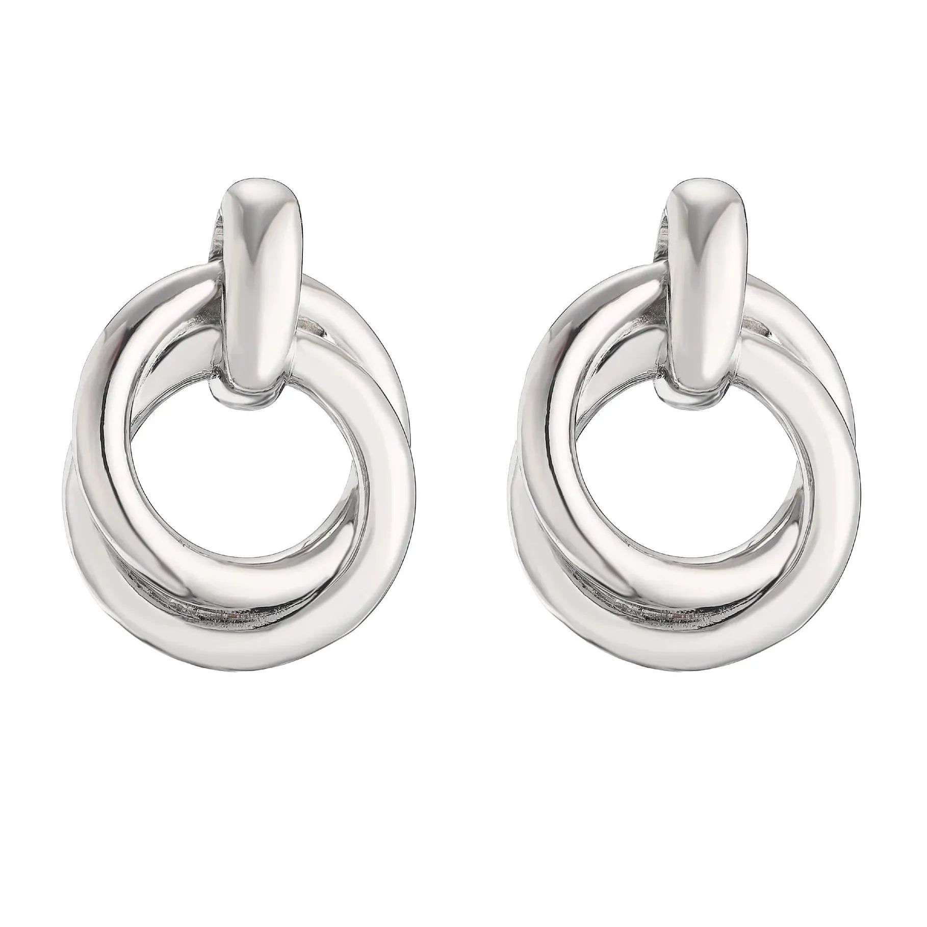 Gold Copper Alloy Three-Layer Textured Knot Earrings Women Vintage Jewelry