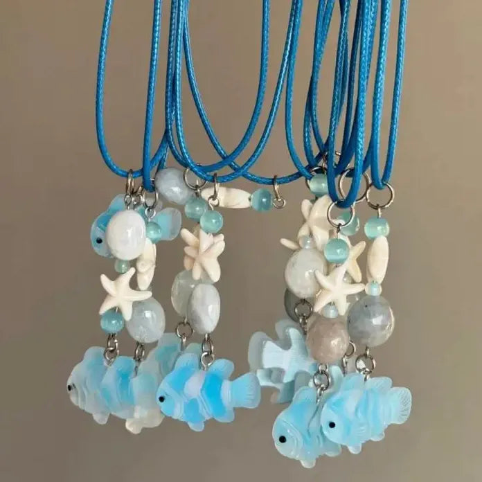 Acrylic Cartoon Clownfish Pendant Necklace for Women Girls Marine Jewelry Gift