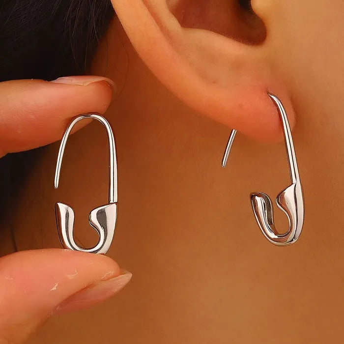 Vintage Zinc Alloy Simple Paperclip Drop Earrings for Women Gift