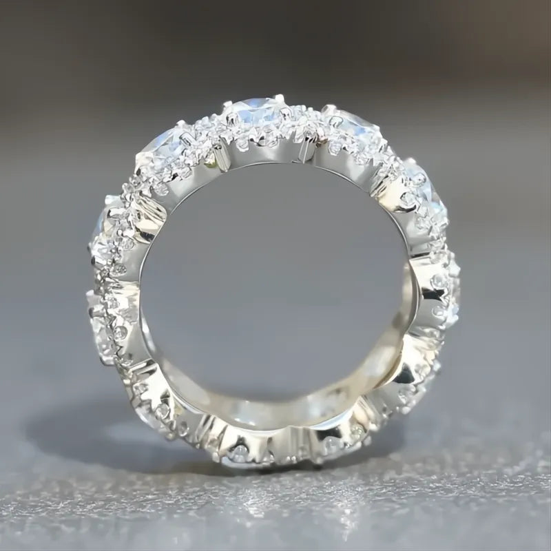 Sparkling Cubic Zirconia Promise Rings for Women Wedding Engagement Bands Silver Color Fashion Jewelry