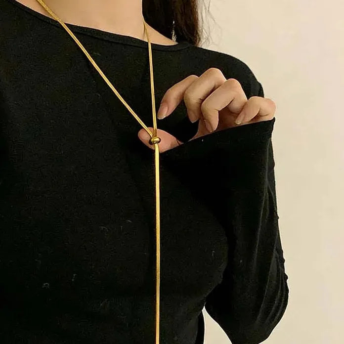 Gold Color Punk Y-Shaped Metal Snake Bone Chain Necklace for Women