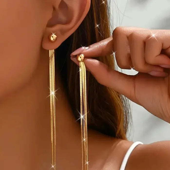 Bohemia Metallic Long Tassel Butterfly Dangle Earrings for Women Jewelry Gift