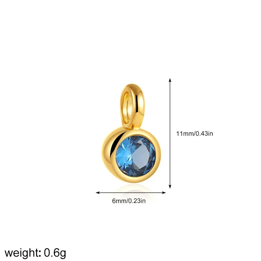 Multicolor Crystal 12 Month Birthstone Pendant Charm for Women Stainless Steel Gold Jewelry