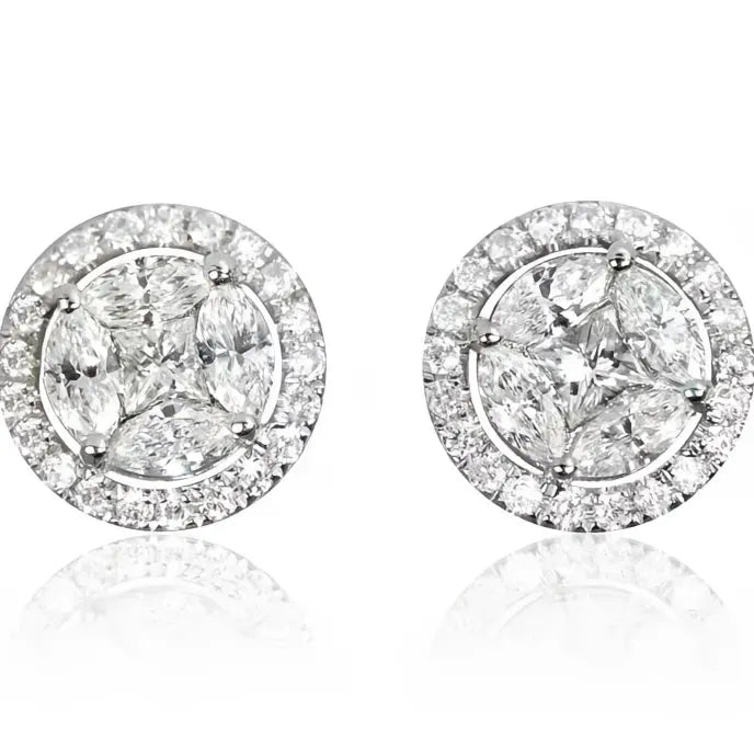 Classic Women's Stud Earrings Gold & Silver Color Cubic Zirconia Crystal Fashion Jewelry