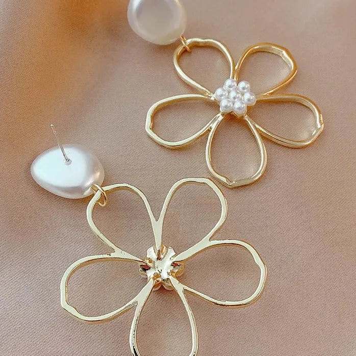 Pearl Flower Drop Earrings for Women Fashion Trend 2022 Nature-Inspired Jewelry