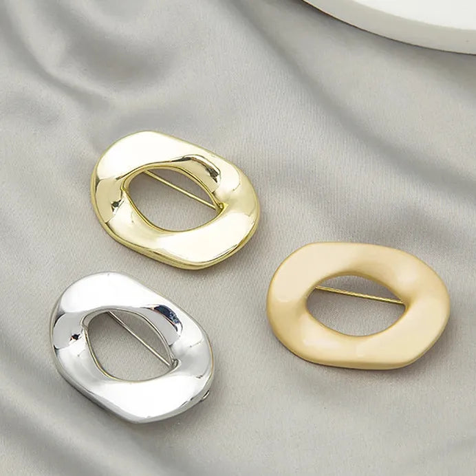 Geometric Zinc Alloy Circular Brooch Punk Rock Jewelry for Women Men