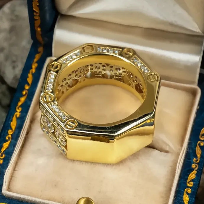 Opulent Gold Color Cubic Zirconia Geometric Engagement Ring for Women