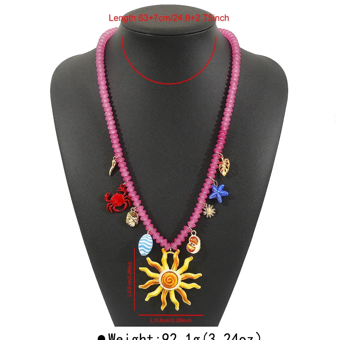 Bohemia Style Zinc Alloy Necklace Women Crab Starfish Conch Chili Pendant Gift
