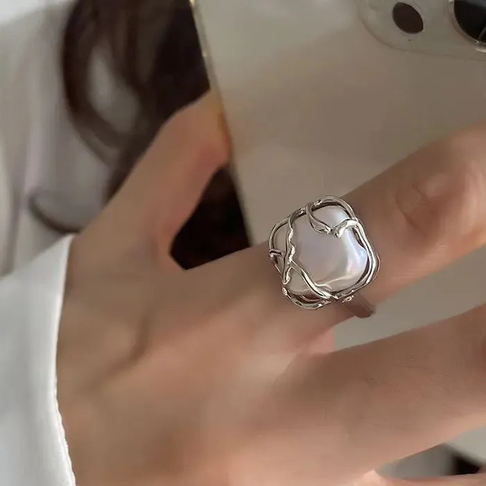 Adjustable Retro Gold Double Oil Drip Ring for Women 2025 Trendy Jewelry