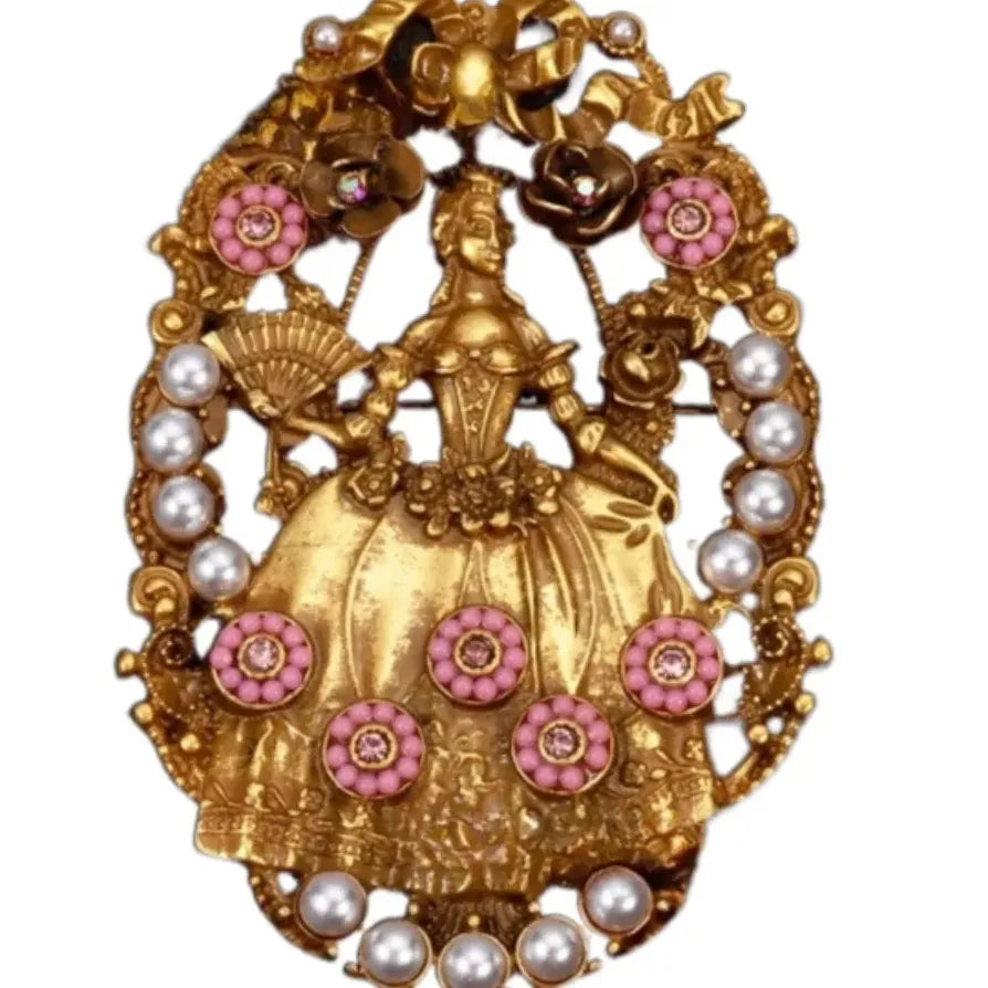 Antique Luxury Openwork Fan Brooch Elegant Princess Gift