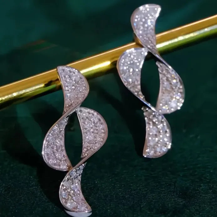 Dainty Silver Geometric Stud Earrings with Cubic Zirconia for Women
