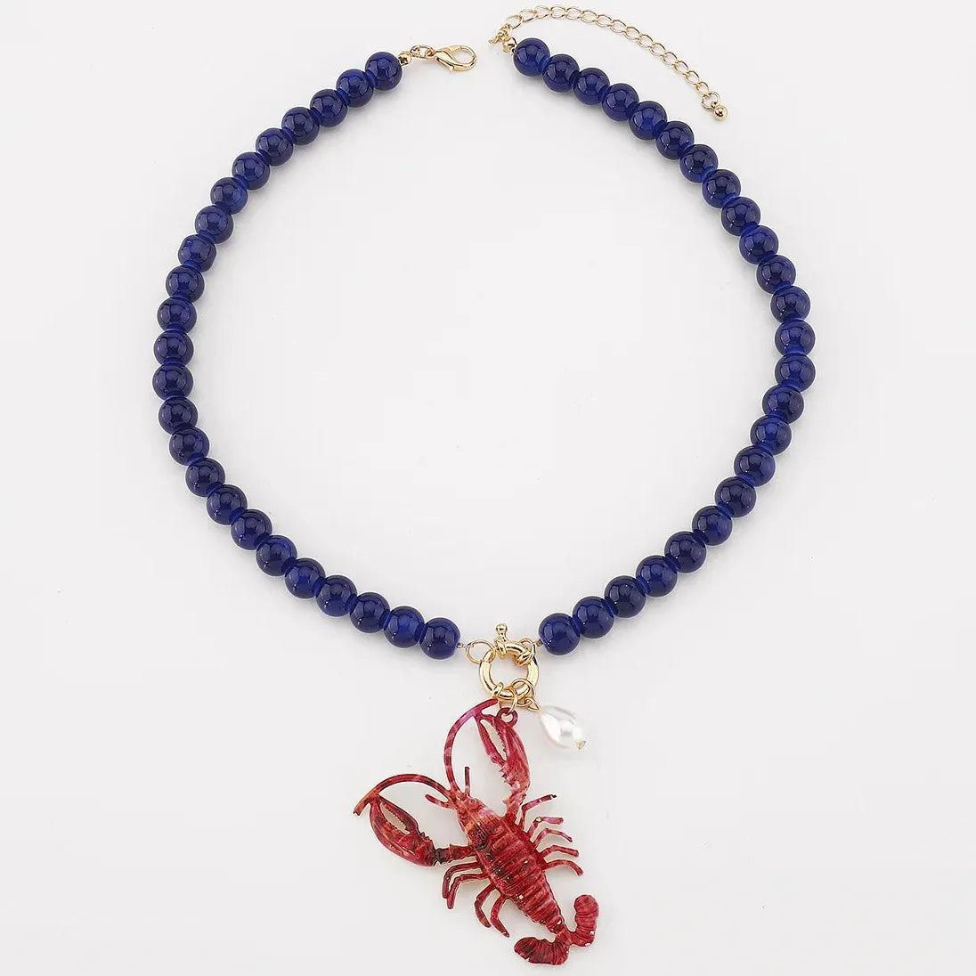 Handmade ZAA Lobster Beads Necklace Women Crystal Enamel Stainless Steel Jewelry Pendant