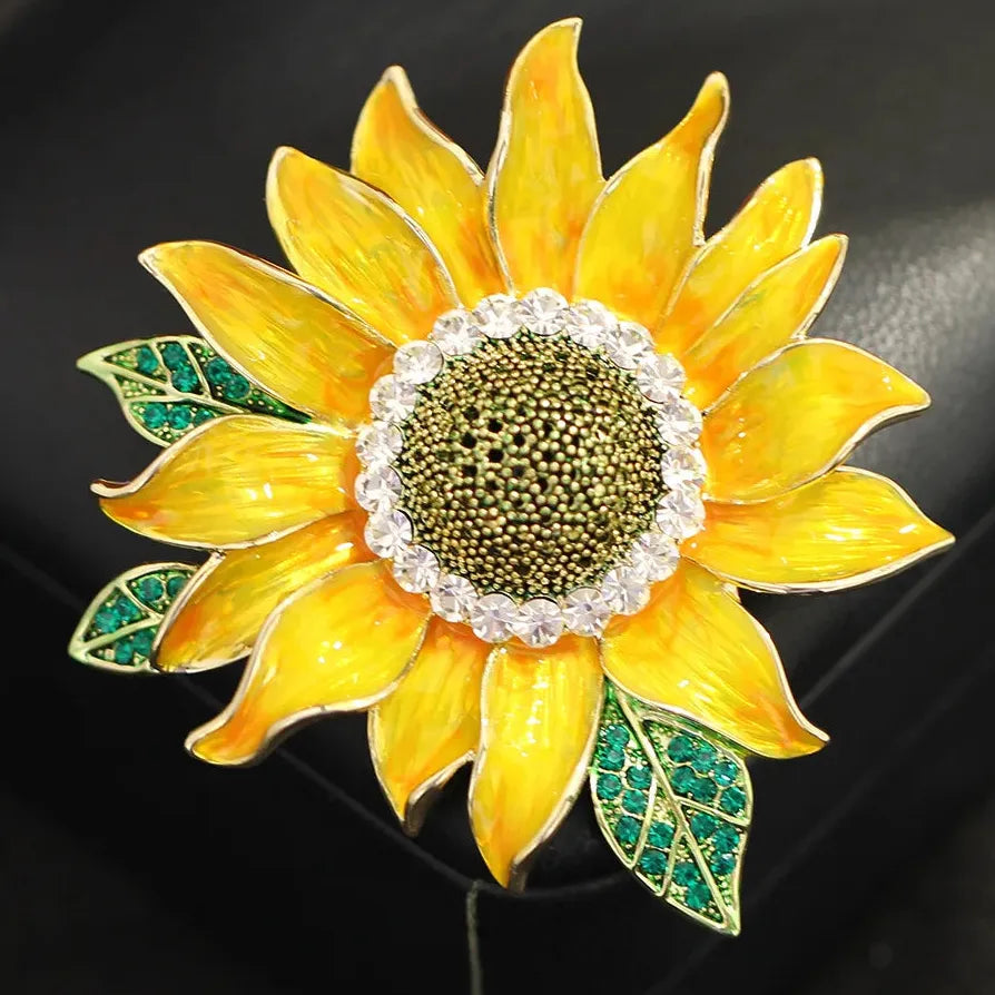Vintage Sunflower Brooch for Wedding Party Gift Women & Men