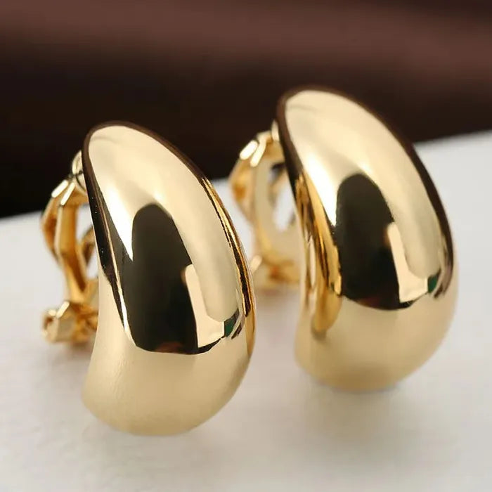 French Luxury Water Drop Clip Earrings Copper Alloy No Pierced Holes Jewelry