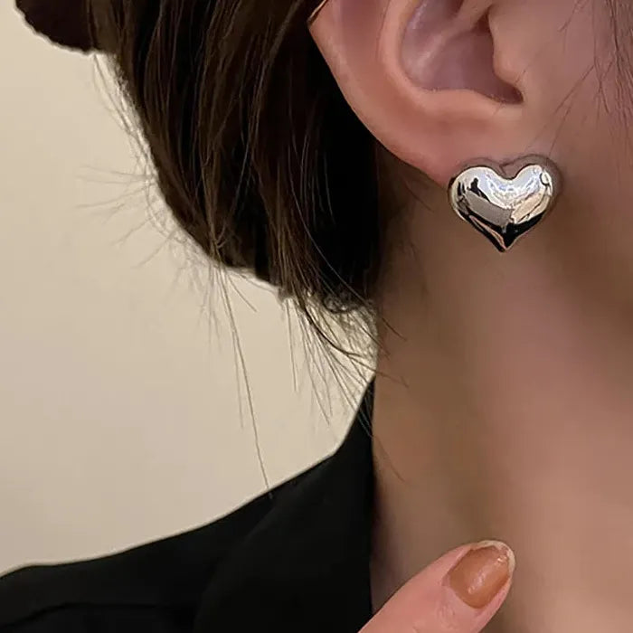 Minimalist Heart Stud Earrings for Women Zinc Alloy Wedding Jewelry