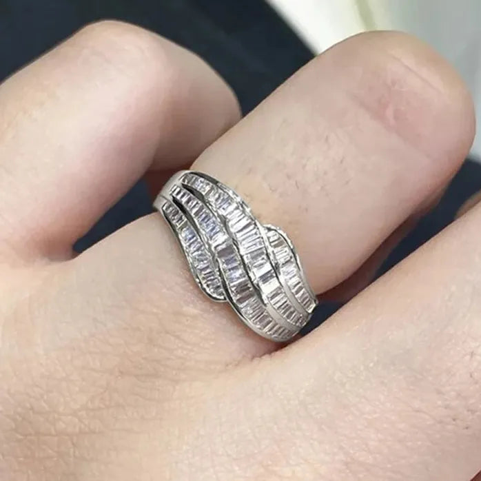 Luxury Gold Silver Zirconia Wedding Band Ring for Women Engagement Jewelry