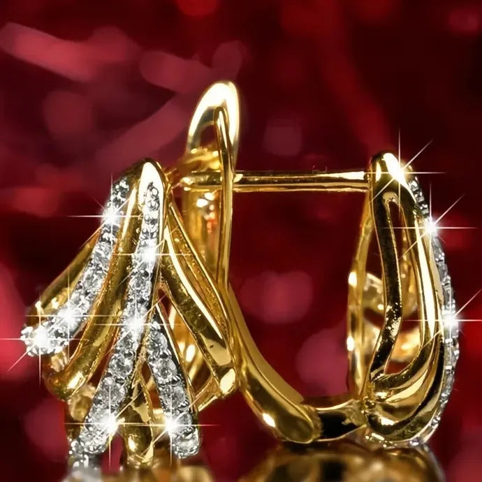 Geometric Hoop Earrings for Women Copper Alloy Cubic Zirconia Jewelry