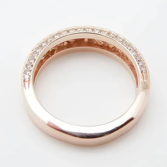 Rose Gold Flower Hollow Band Ring with Sparkling CZ Cubic Zirconia