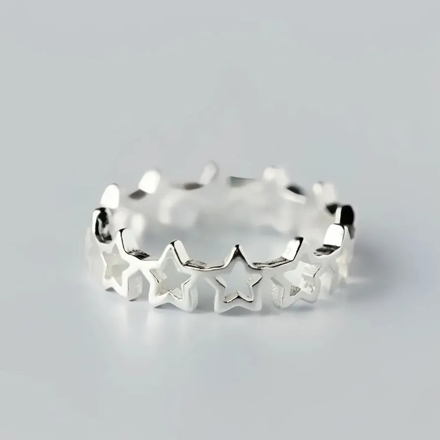 Trendy Minimalist Silver Star Open Ring for Women Fashion Jewelry