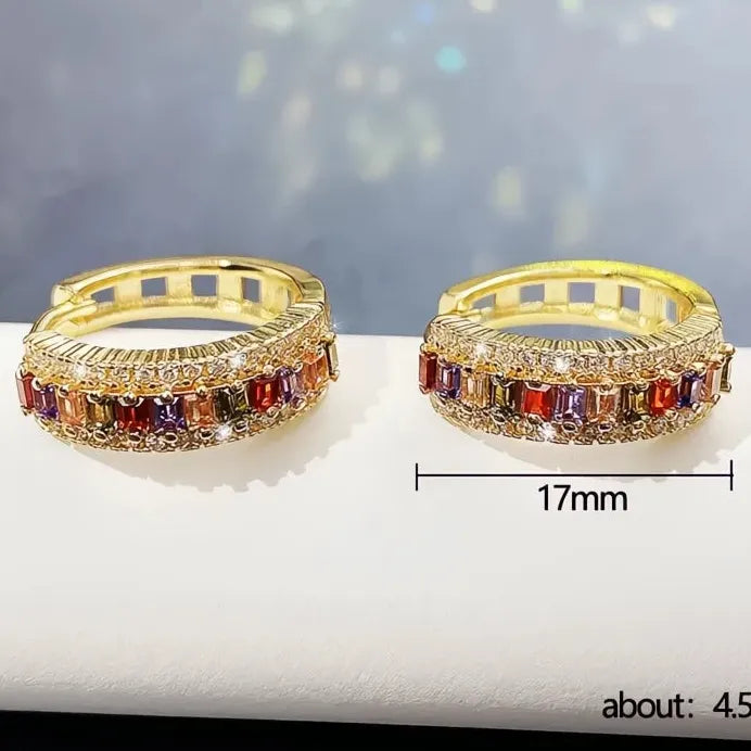 Luxury Women’s Multi-Color Geometric Cubic Zirconia Earrings for Parties