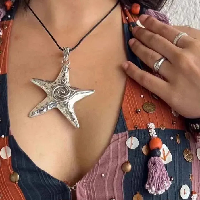 Simple Metal Star Pendant Necklace Unisex Punk Hip Hop Y2K Jewelry Accessory