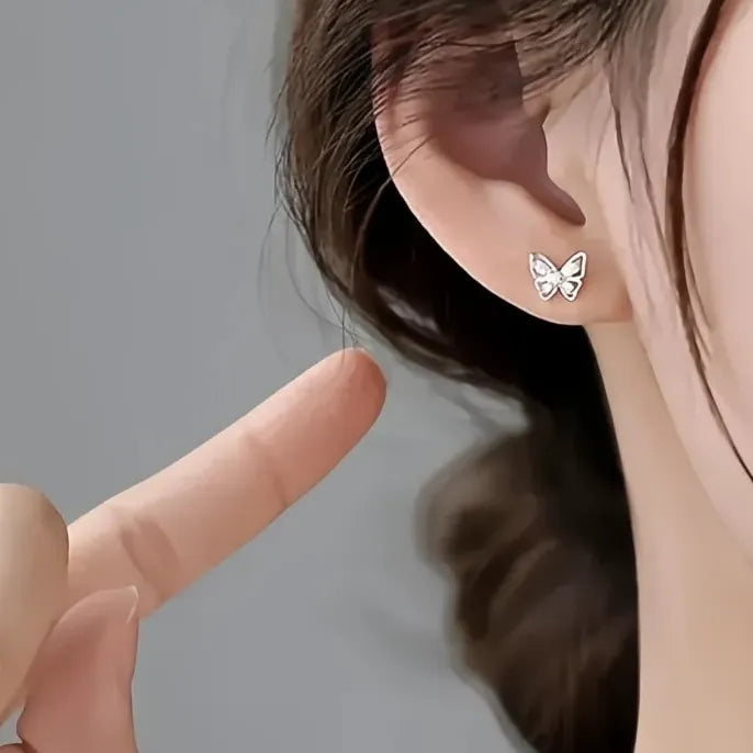 Geometric Butterfly Cubic Zirconia Stud Earrings Copper Alloy Jewelry Gift